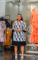 Elegant black and white shift dress